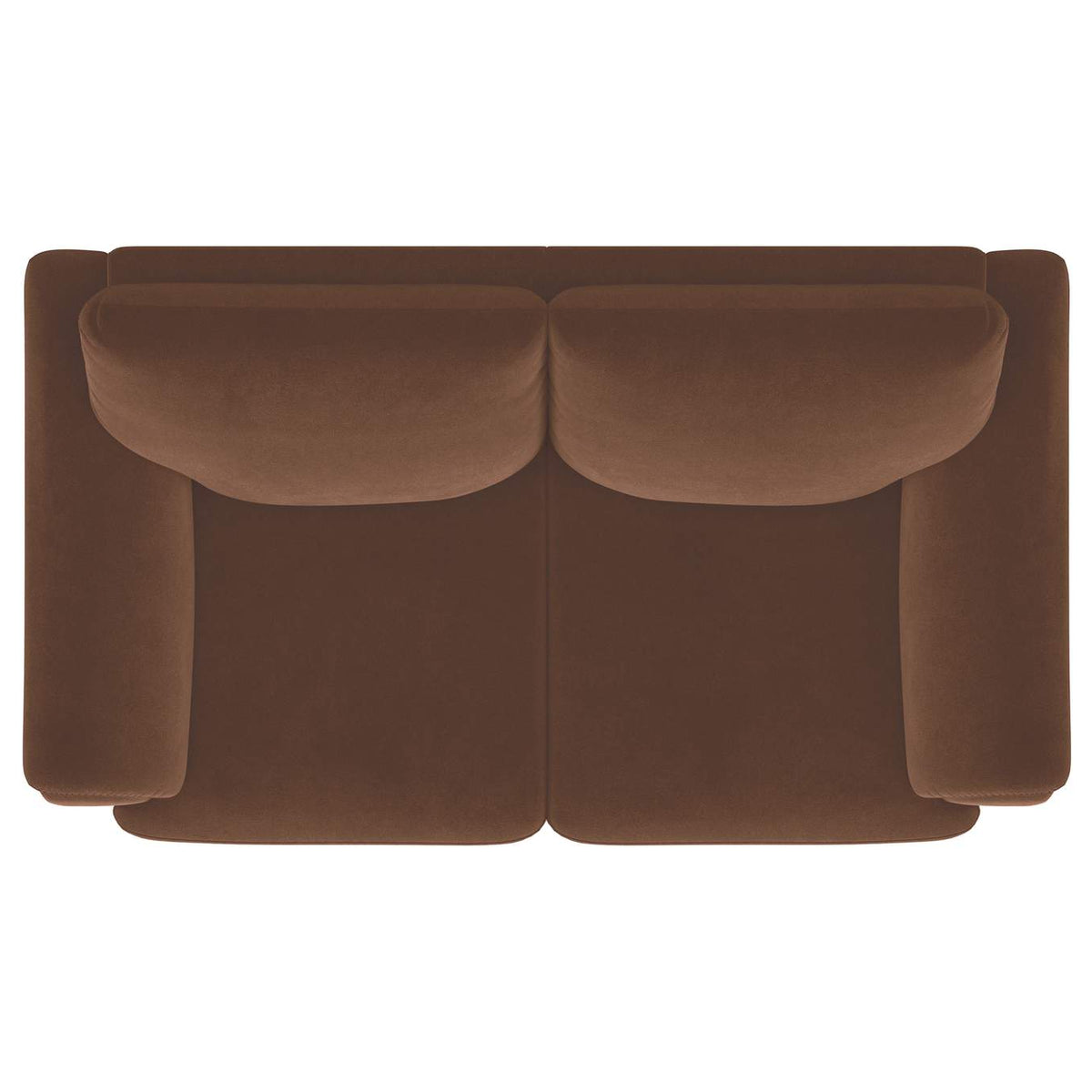 552102 Selma Velvet Upholstered Crescent Arm Loveseat Rust