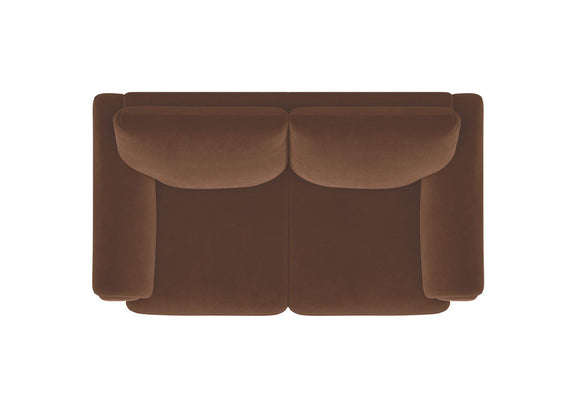 552102 Selma Velvet Upholstered Crescent Arm Loveseat Rust