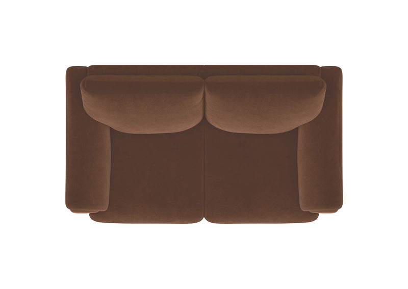 552102 Selma Velvet Upholstered Crescent Arm Loveseat Rust