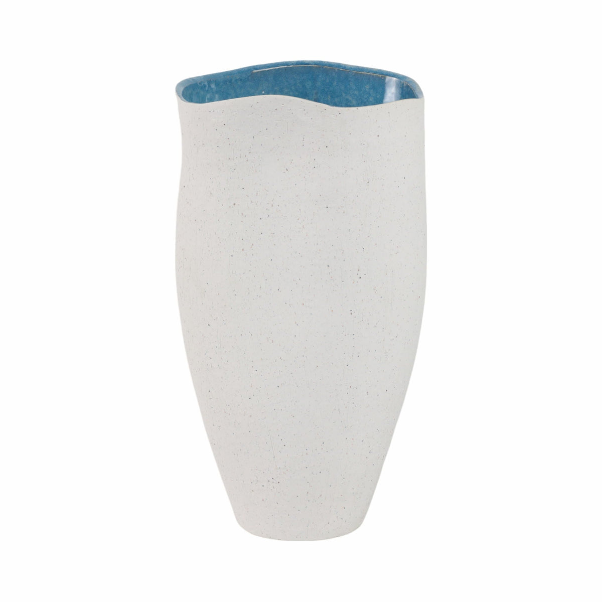15" x 8" Textured Organic Vase Reactive Inside - White