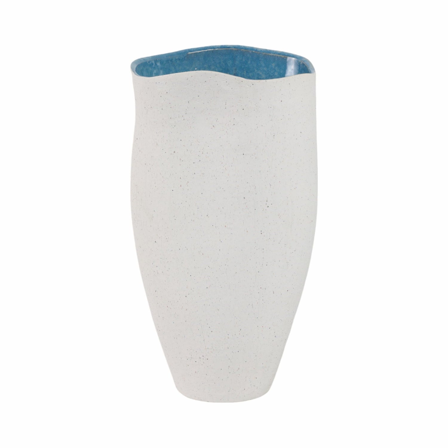 15" x 8" Textured Organic Vase Reactive Inside - White