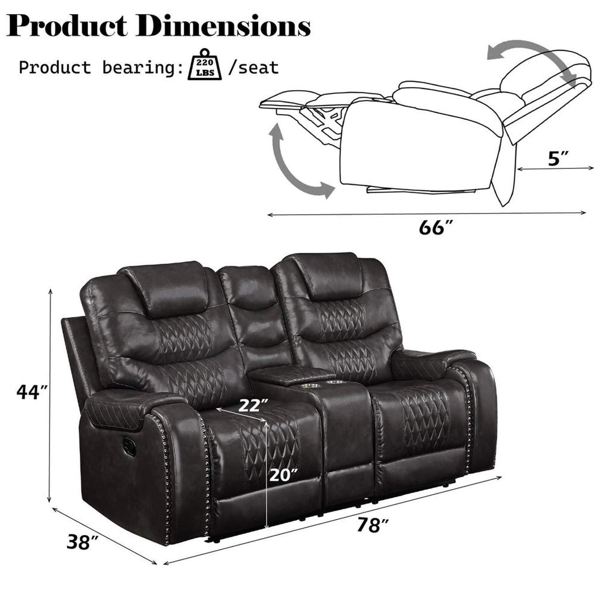55411 Braylon Motion Loveseat with Console