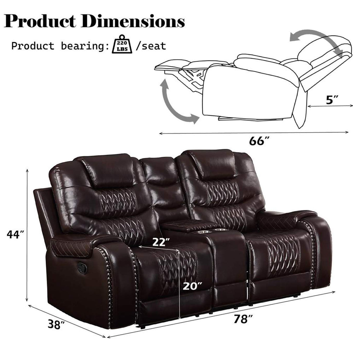 55416 Braylon Motion Loveseat with Console