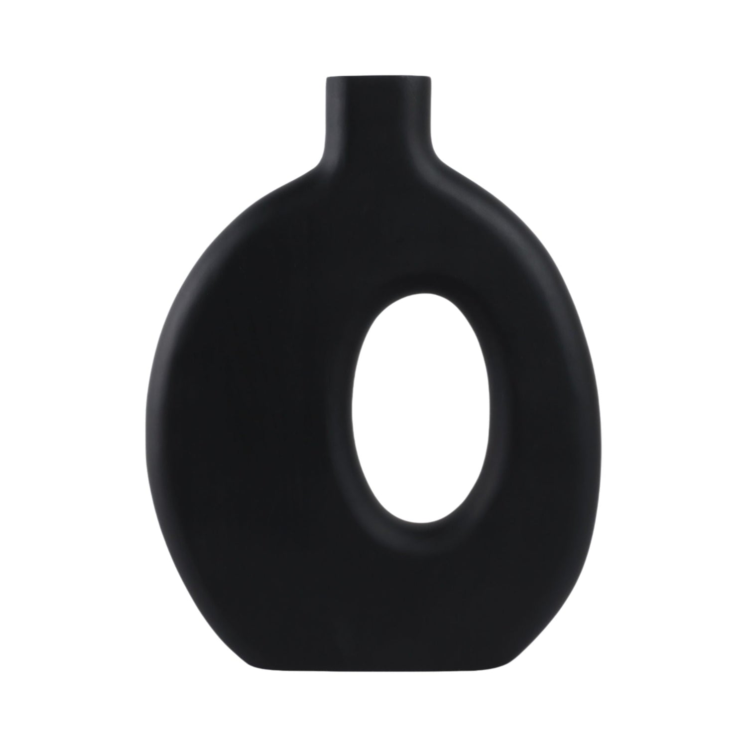 18" Cut-Out Wood Vase - Black