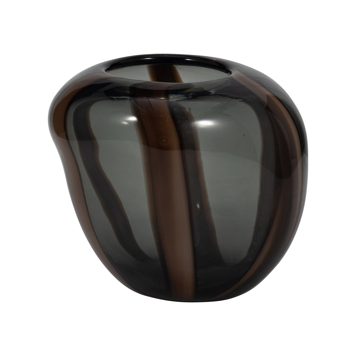 7" Bayle Small Striped Glass Vase - Brown