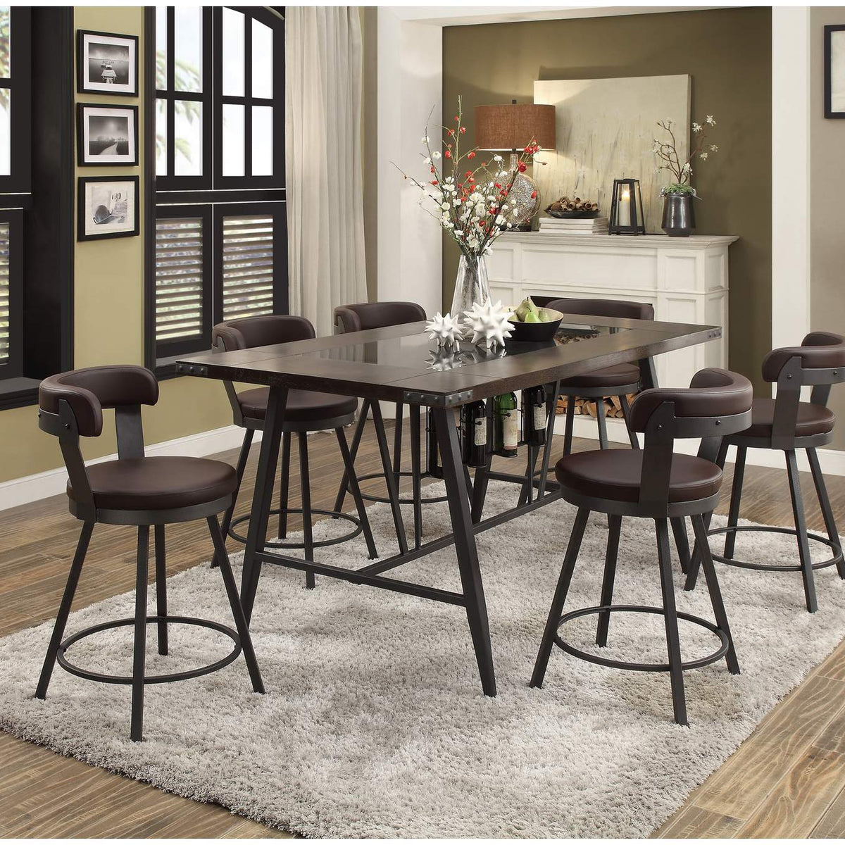 5566-24BR Appert Swivel Counter Height Chair, Brown
