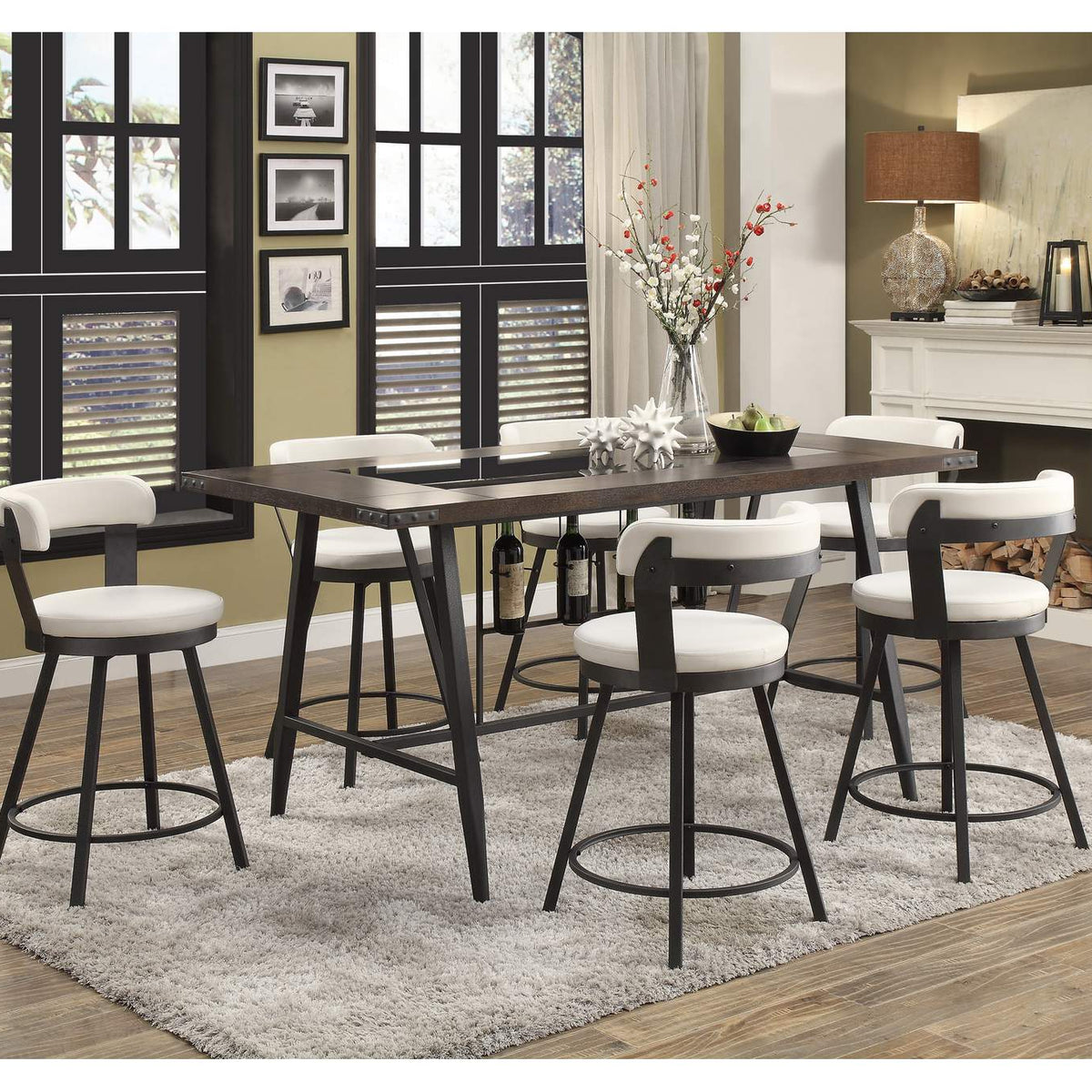 5566-24WT Appert Swivel Counter Height Chair, White
