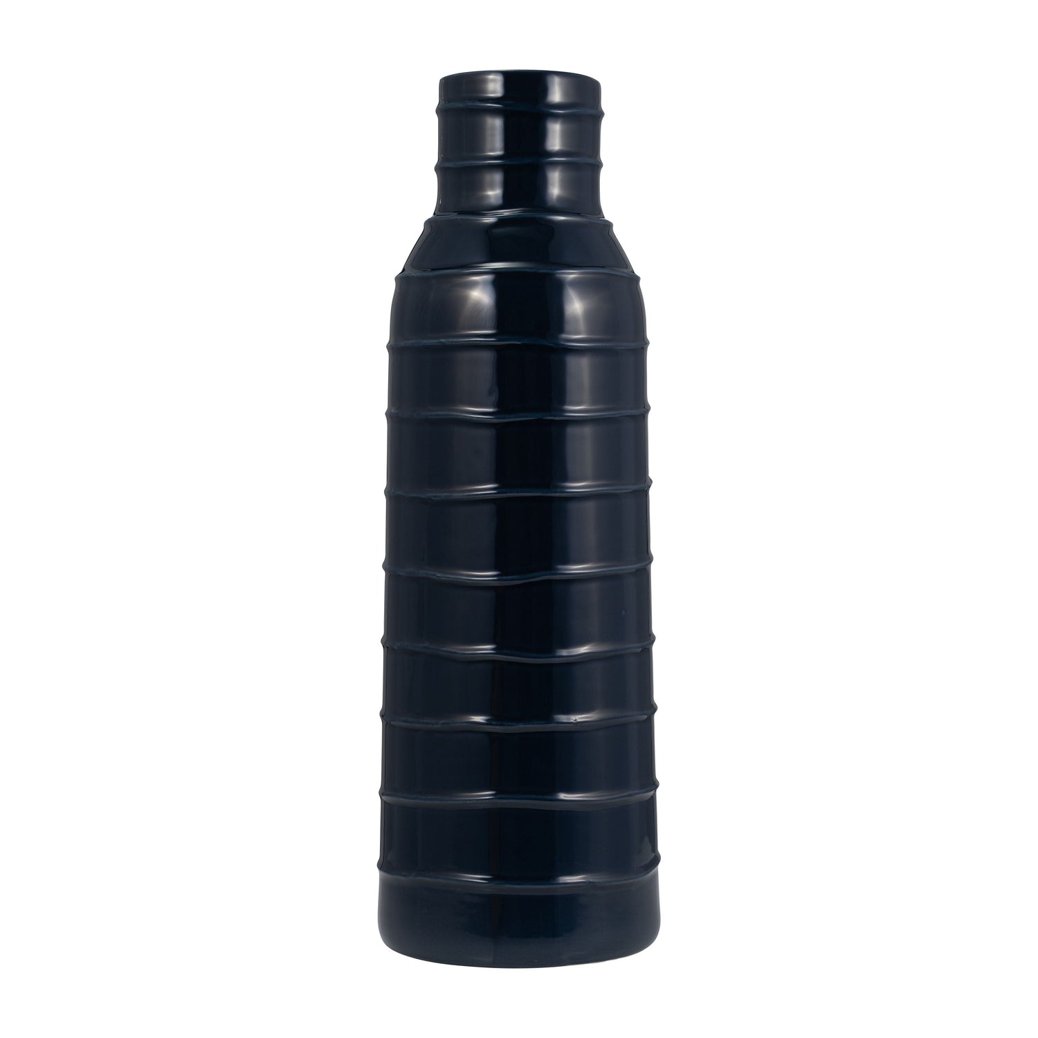 Ceramic 20" Tribal Vase - Navy Blue