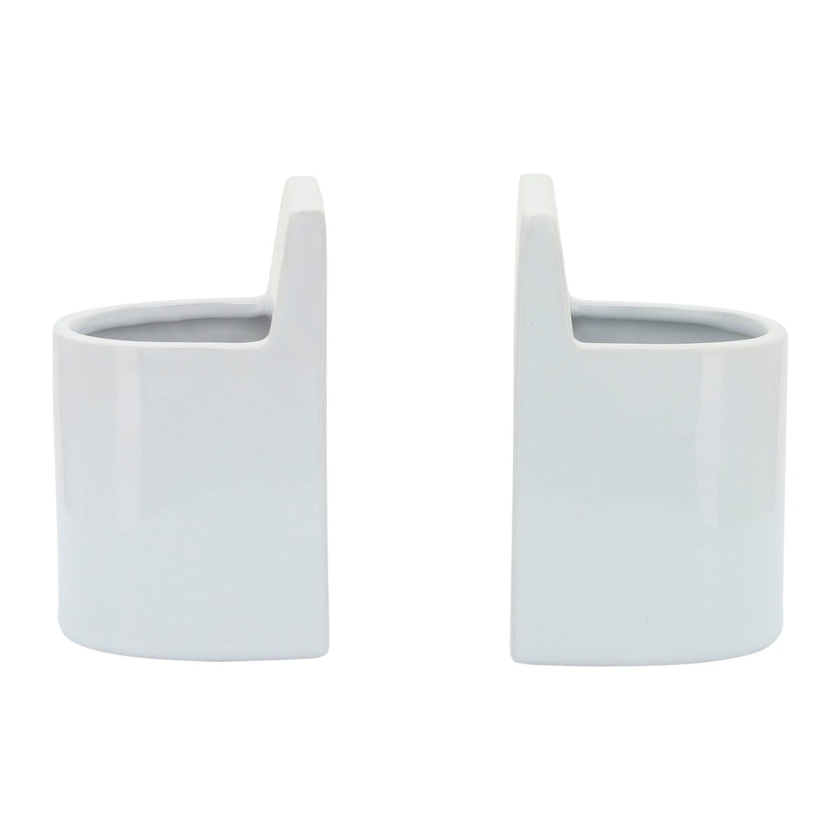 Ceramic Pouch Bookends 6" - White