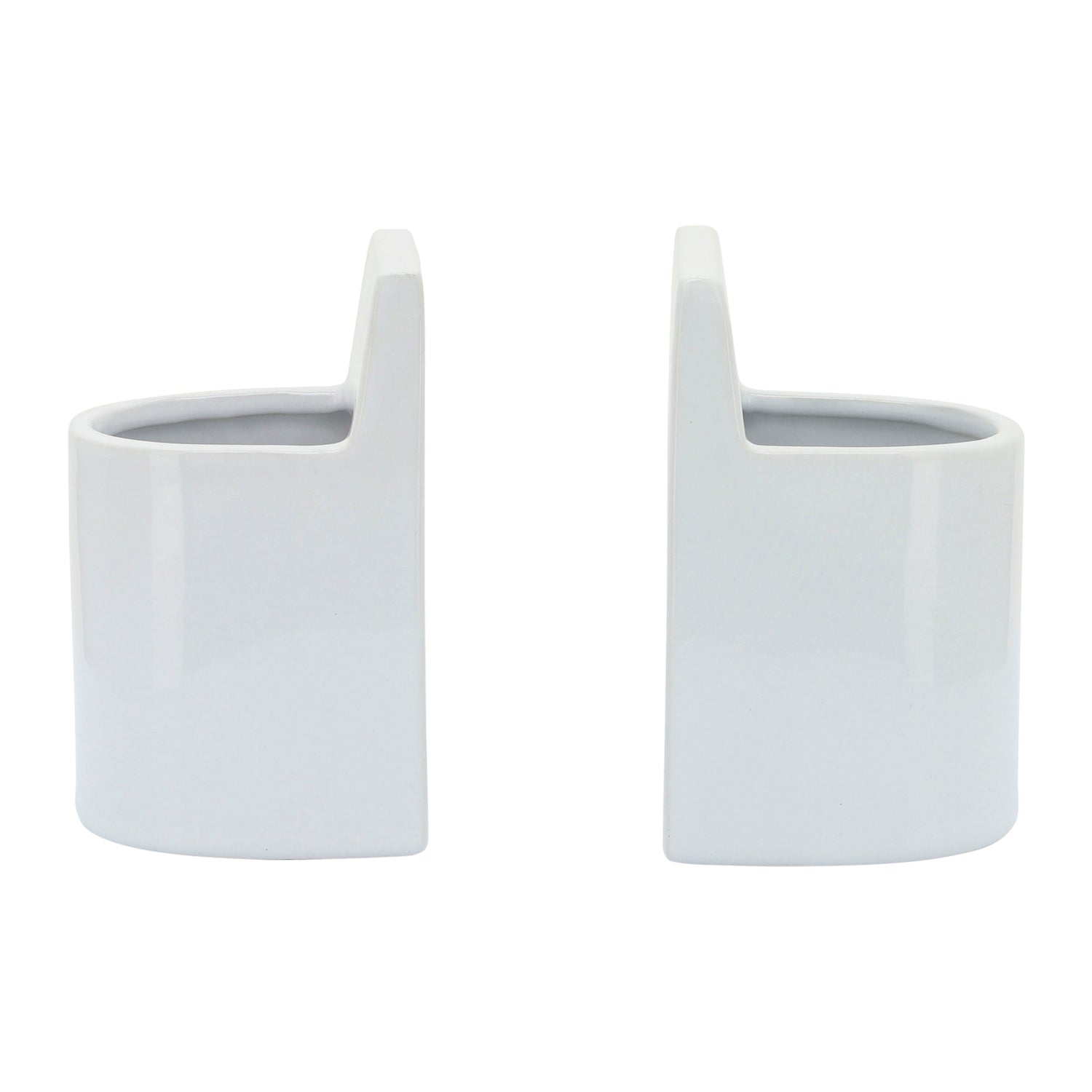Ceramic Pouch Bookends 6" - White