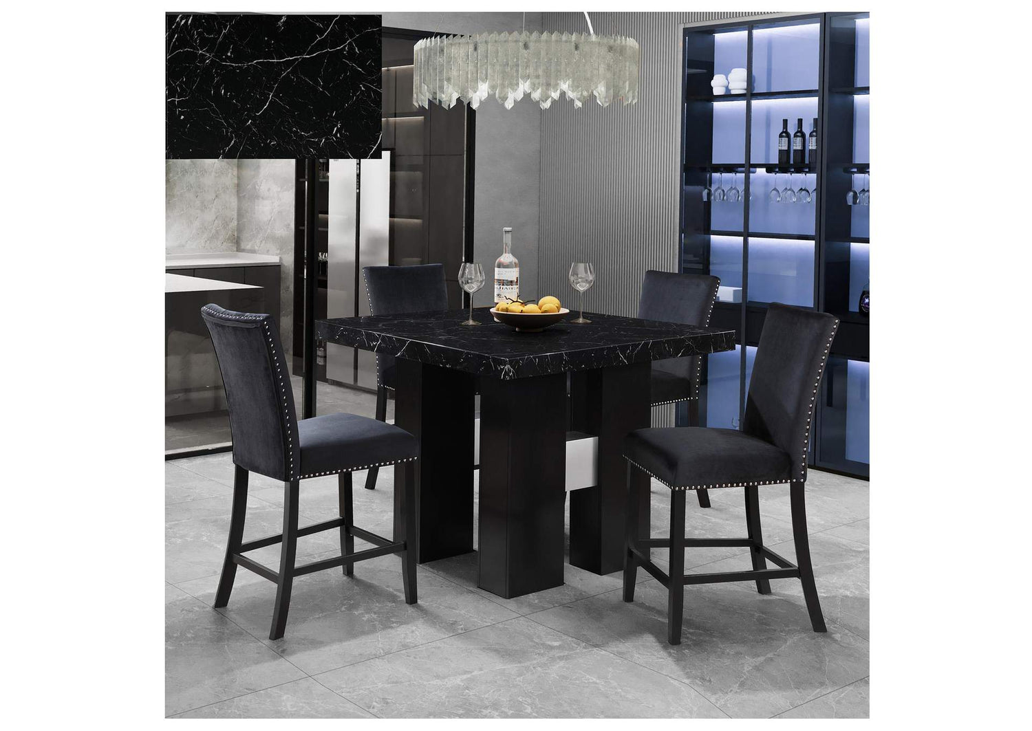 D04BT-BLK+D04BS-BLK_7PC D04 BLACK BAR TABLE + 6 D04BS