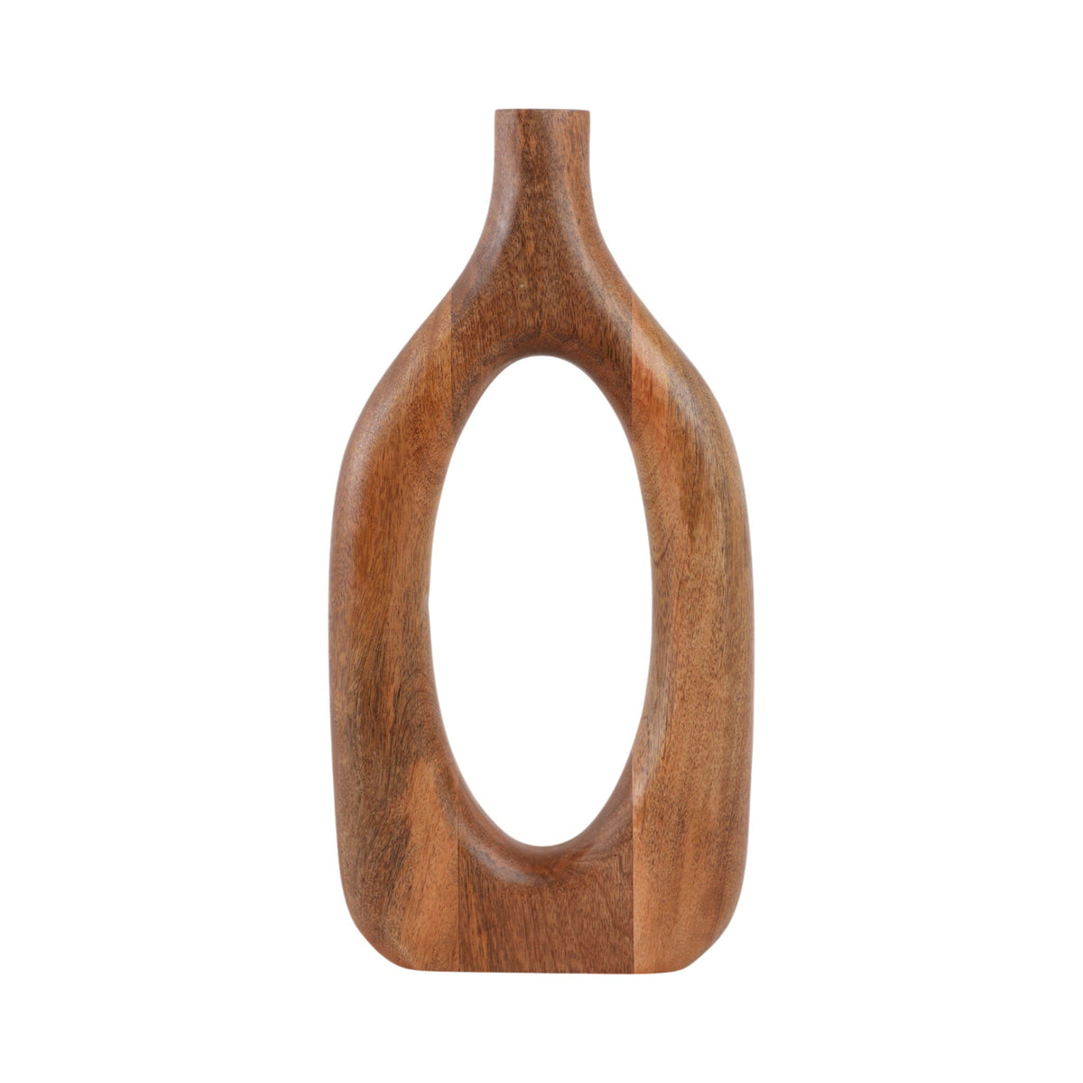 18" x 9" Open Cut Out Wood Vase - Natural