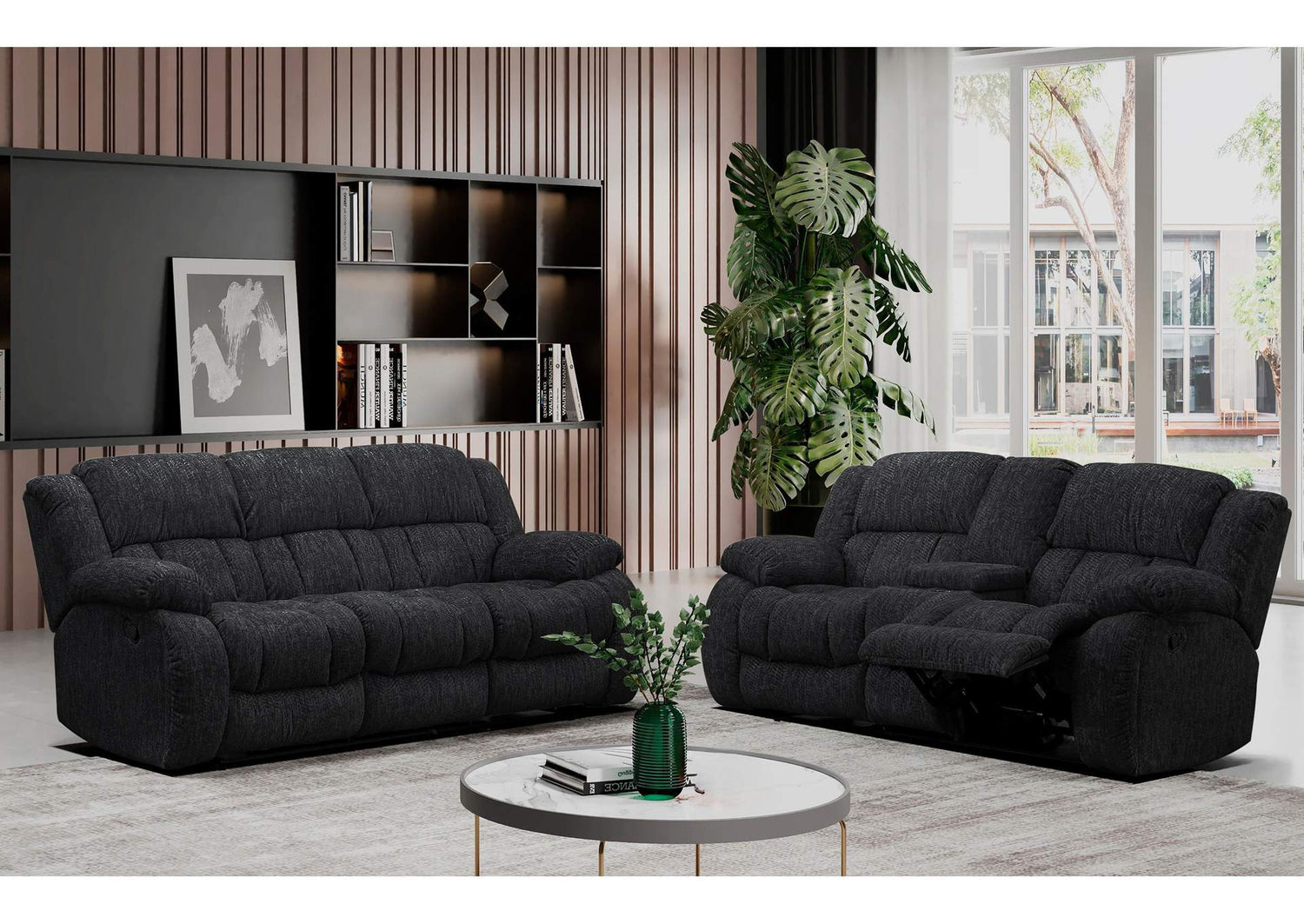 U250-EBONY-RS_CRLS U250 EBONY RECLINING SOFA - CONSOLE RECLINING LOVESEAT