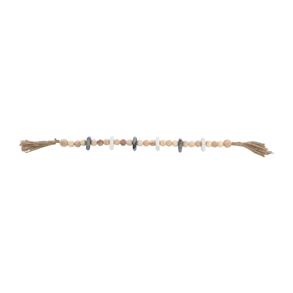 Wood 36" Small Bead Garland With Marble Hearts - Multi