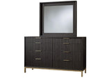 8ZU582A Kentifield Solid Wood Eight Drawer Dresser In Black Drifted Oak (2024)