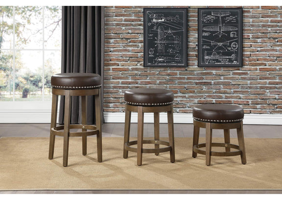 5681BRW-18 Westby Round Swivel Stool, Brown