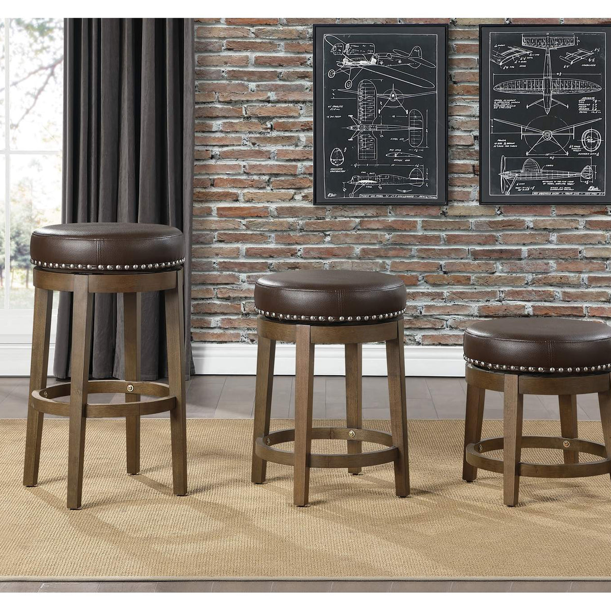 5681BRW-24 Westby Round Swivel Counter Height Stool, Brown