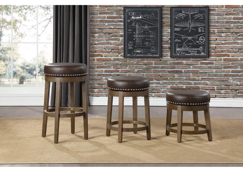 5681BRW-29 Westby Round Swivel Pub Height Stool, Brown