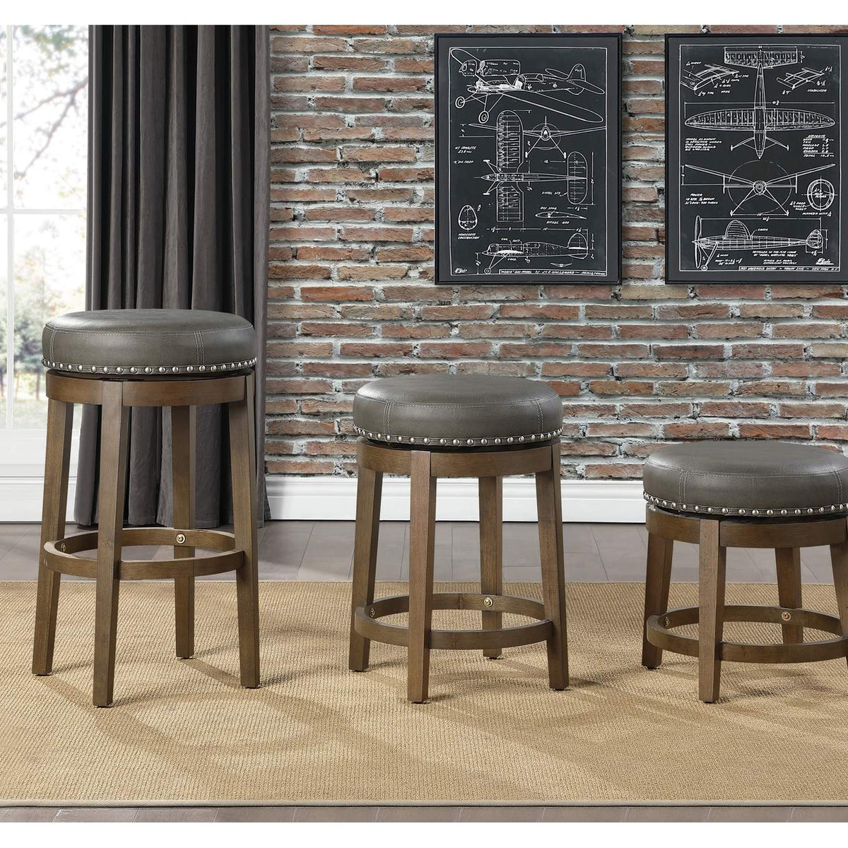 5681GRY-18 Westby Round Swivel Stool, Gray