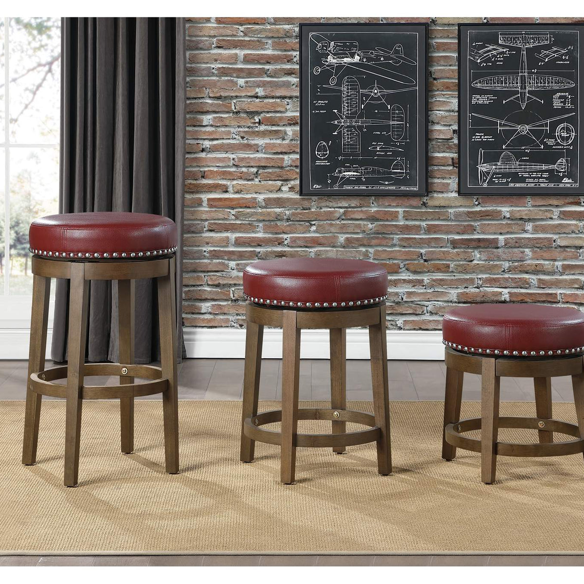 5681RED-29 Westby Round Swivel Pub Height Stool, Red