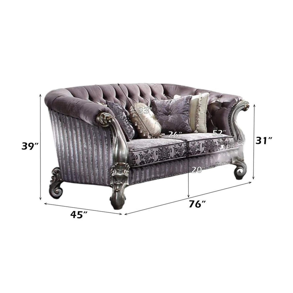 56826 Versailles Loveseat with 5 Pillows