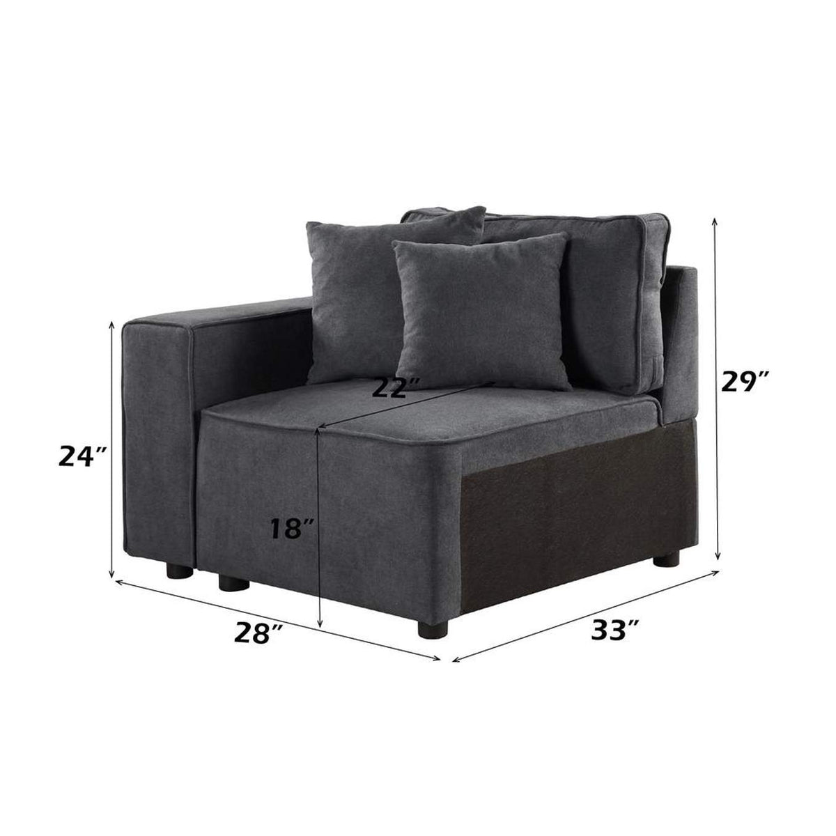 56871 Silvester Modular - Left Facing Chair with 2 Pillows