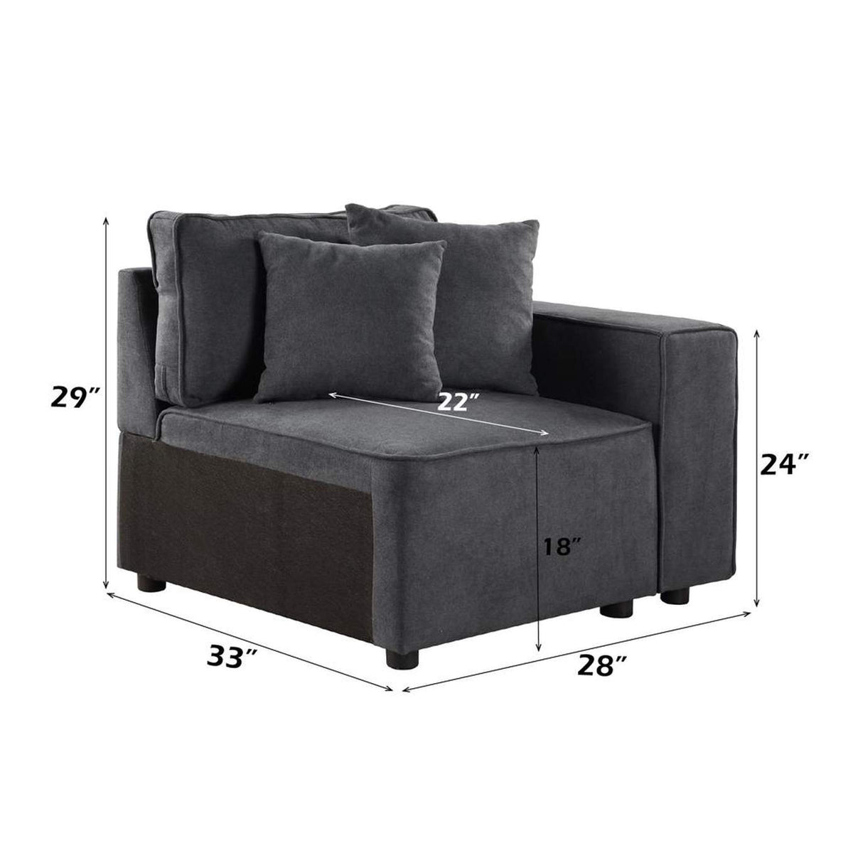 56872 Silvester Modular - Right Facing Chair with 2 Pillows