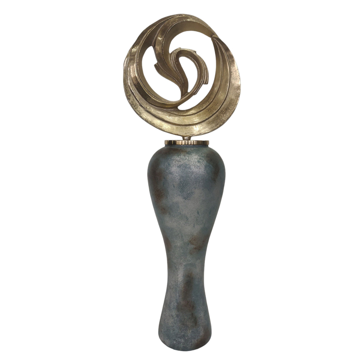 Theron Small Oversized Vase With Metal Topper 41" - Blue