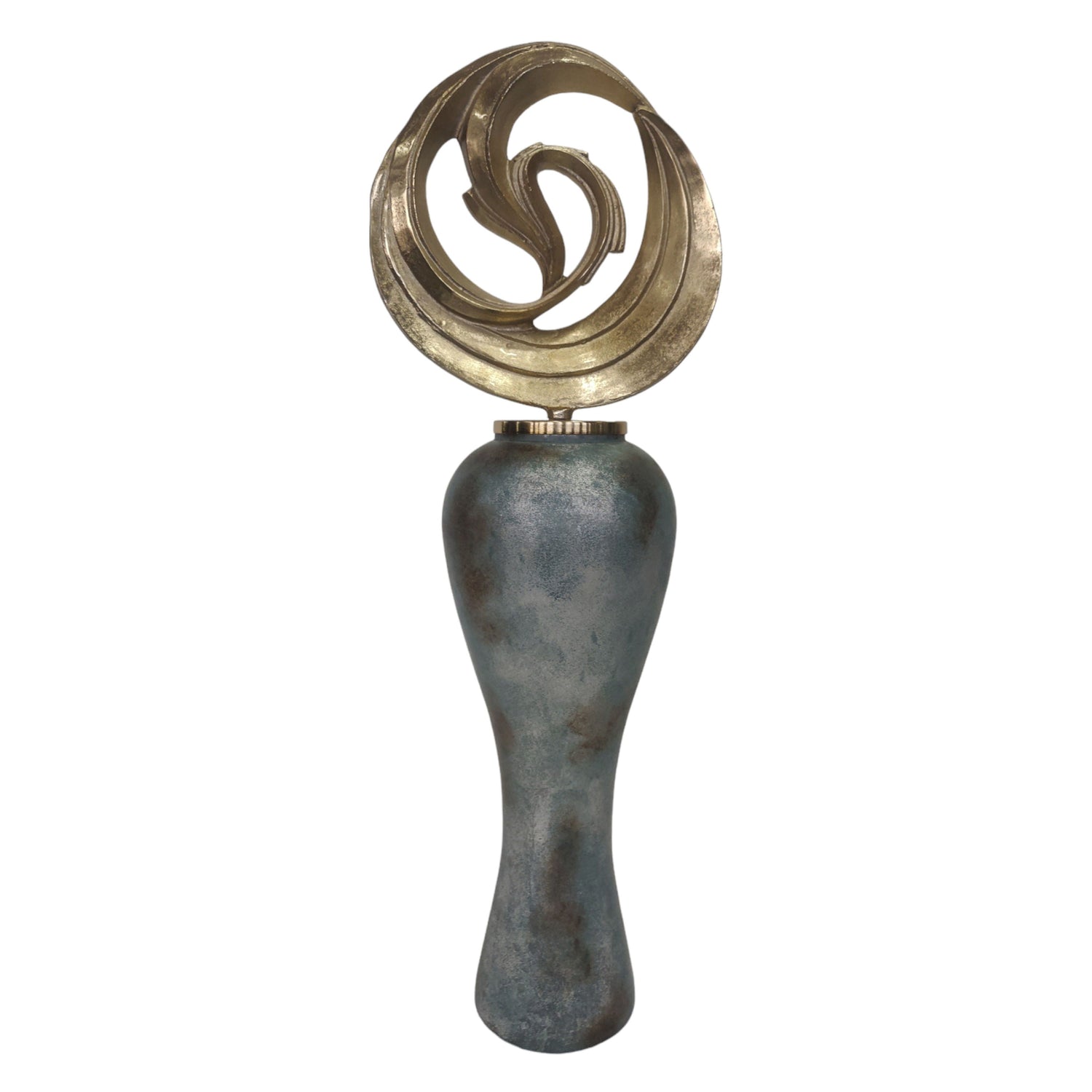 Theron Small Oversized Vase With Metal Topper 41" - Blue