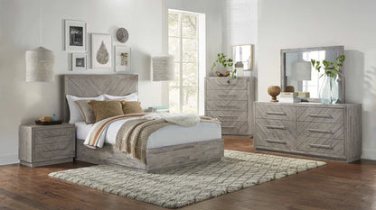 Alexandra Solid Wood Platform Bed in Rustic Latte