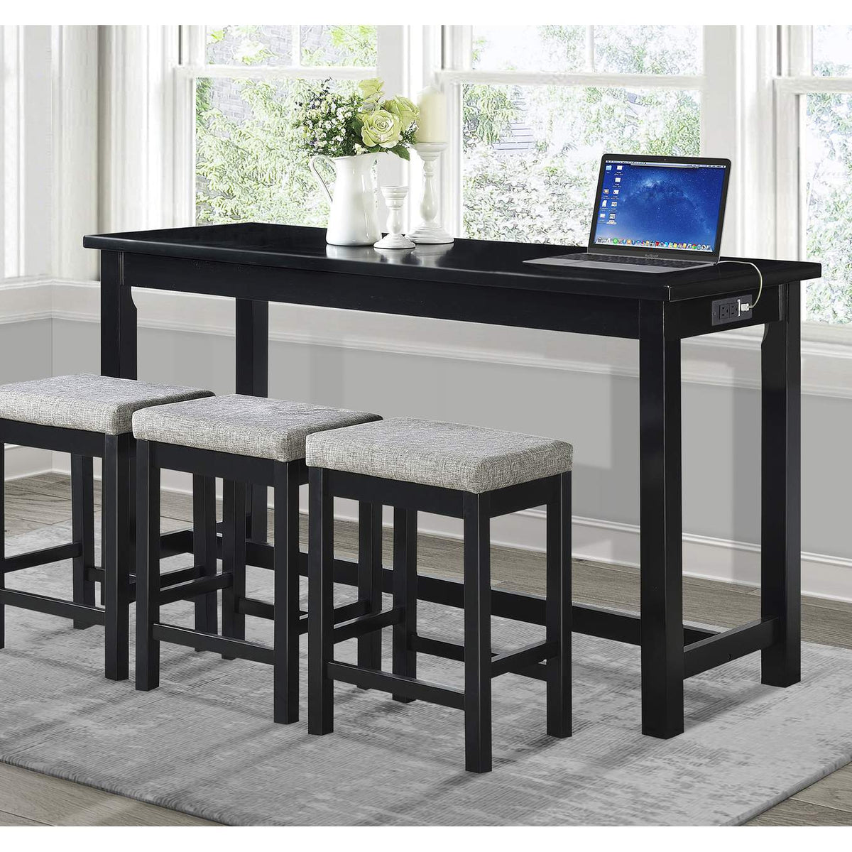 5713BK Connected 4 Piece Counter Height Set
