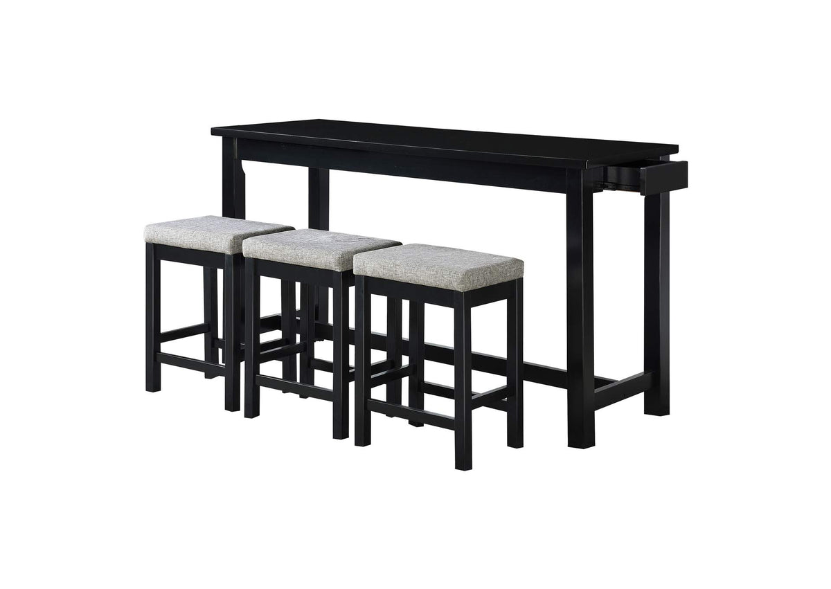 5713BK Connected 4 Piece Counter Height Set