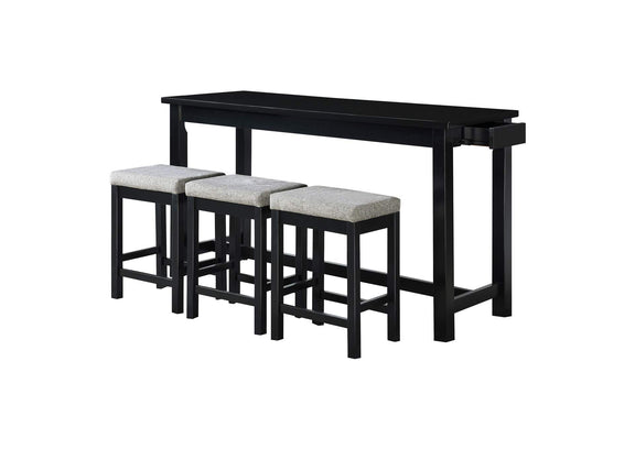 5713BK Connected 4 Piece Counter Height Set