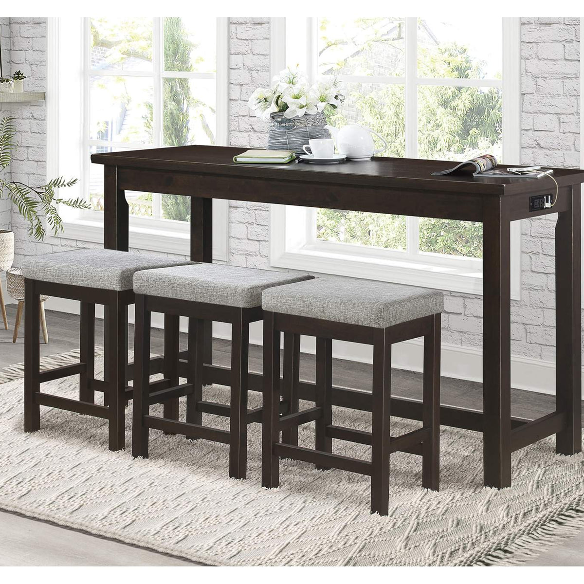 5713ES Connected 4 Piece Counter Height Set