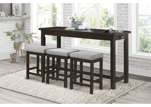5713ES Connected 4 Piece Counter Height Set