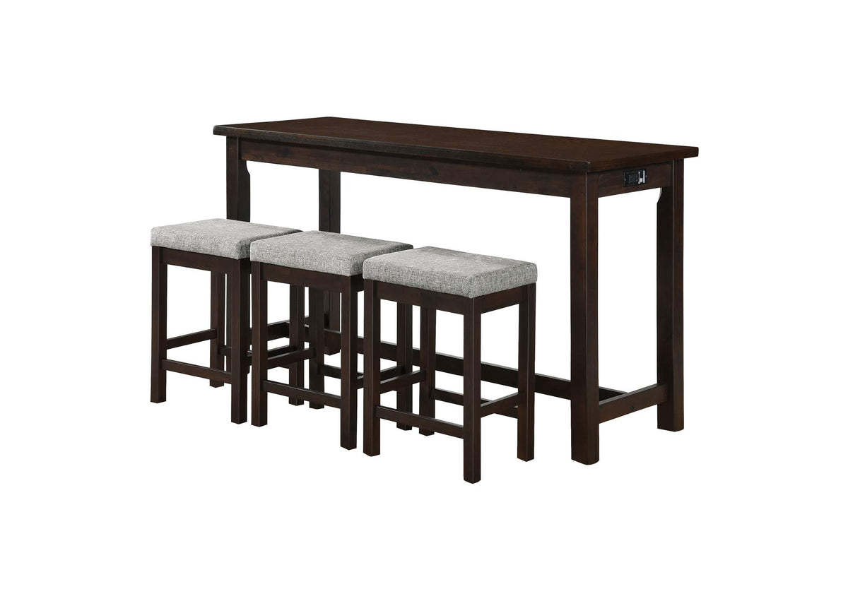 5713ES Connected 4 Piece Counter Height Set