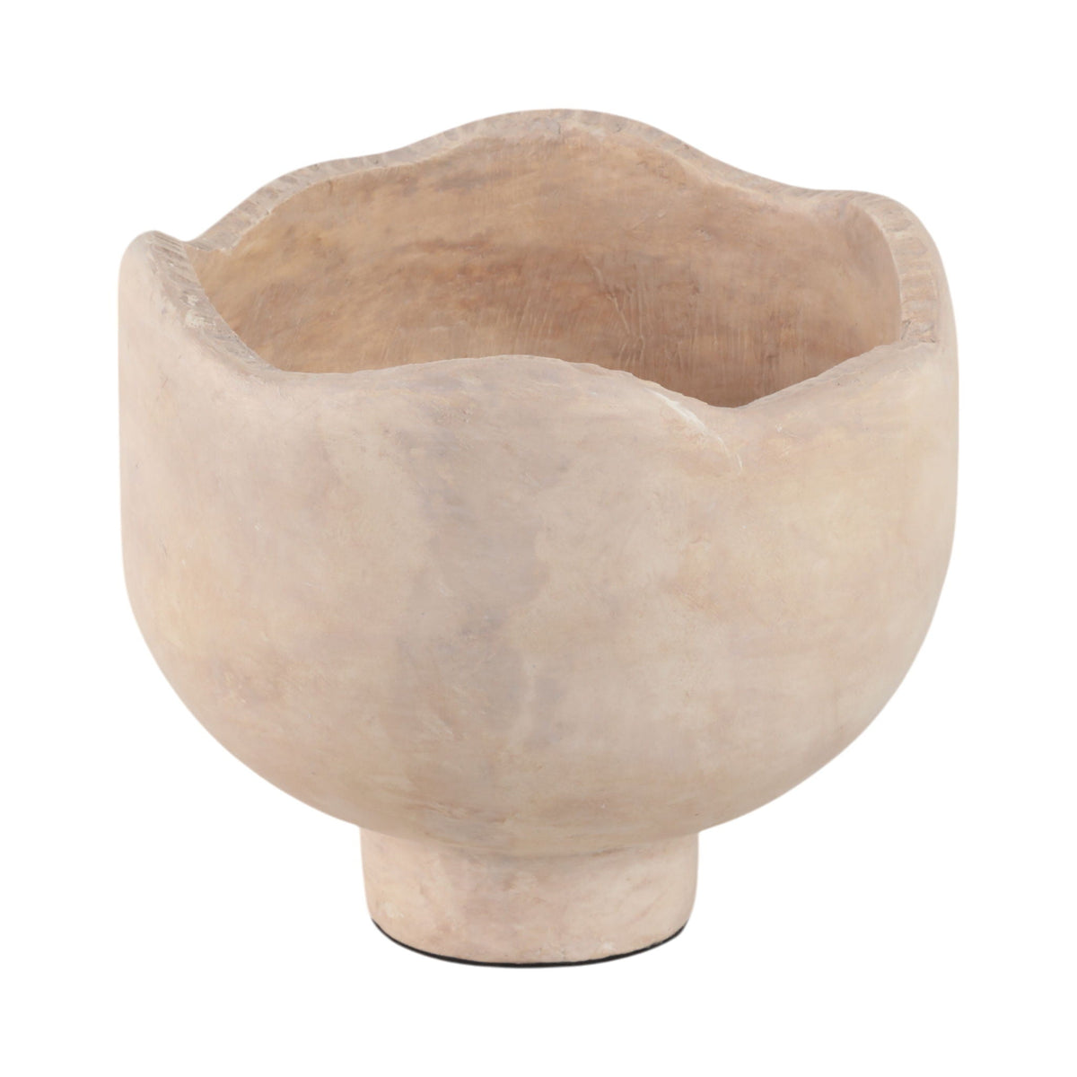 12" Cement Rounded Bowl - Ivory