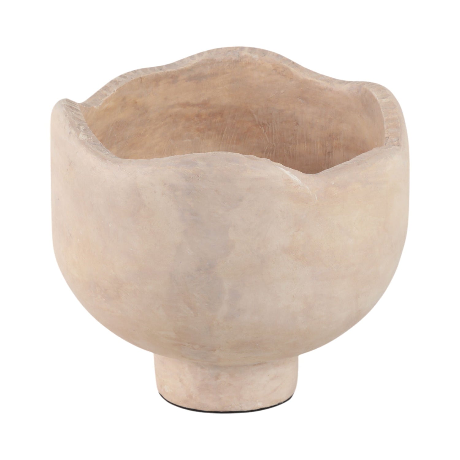 12" Cement Rounded Bowl - Ivory