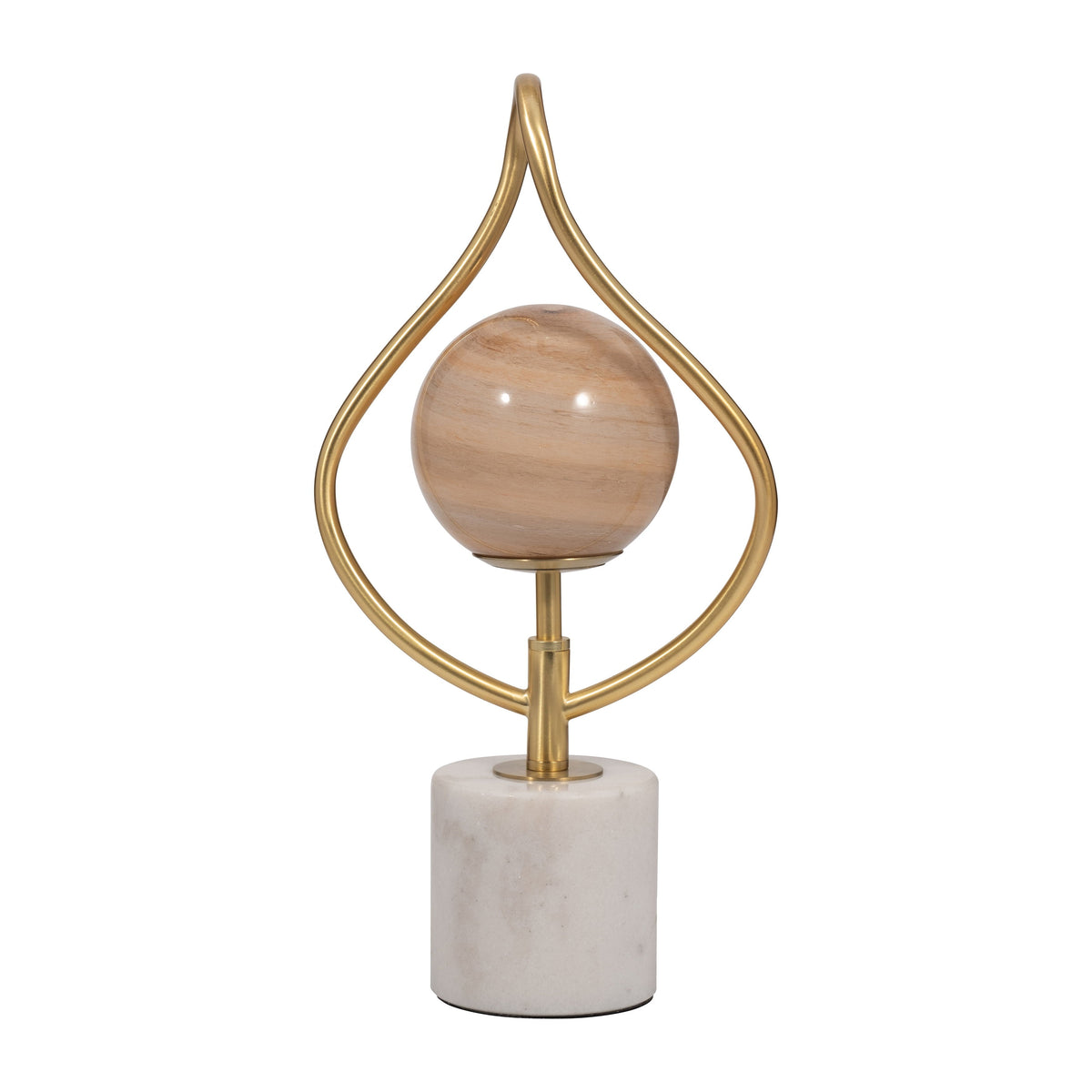 Glass / Marble 16" Globe Table Lamp - Amber