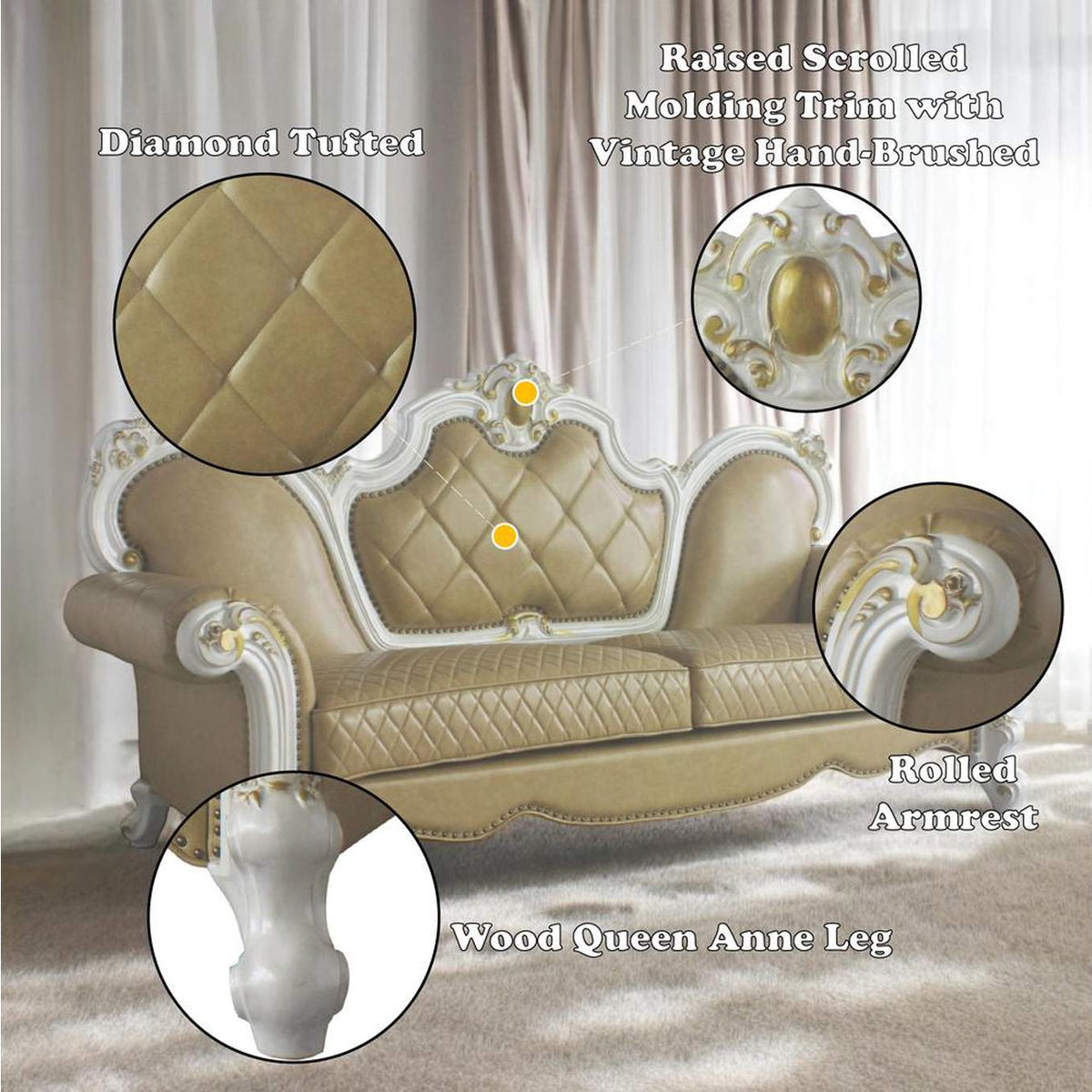 58210 Picardy Sofa with 5 Pillows