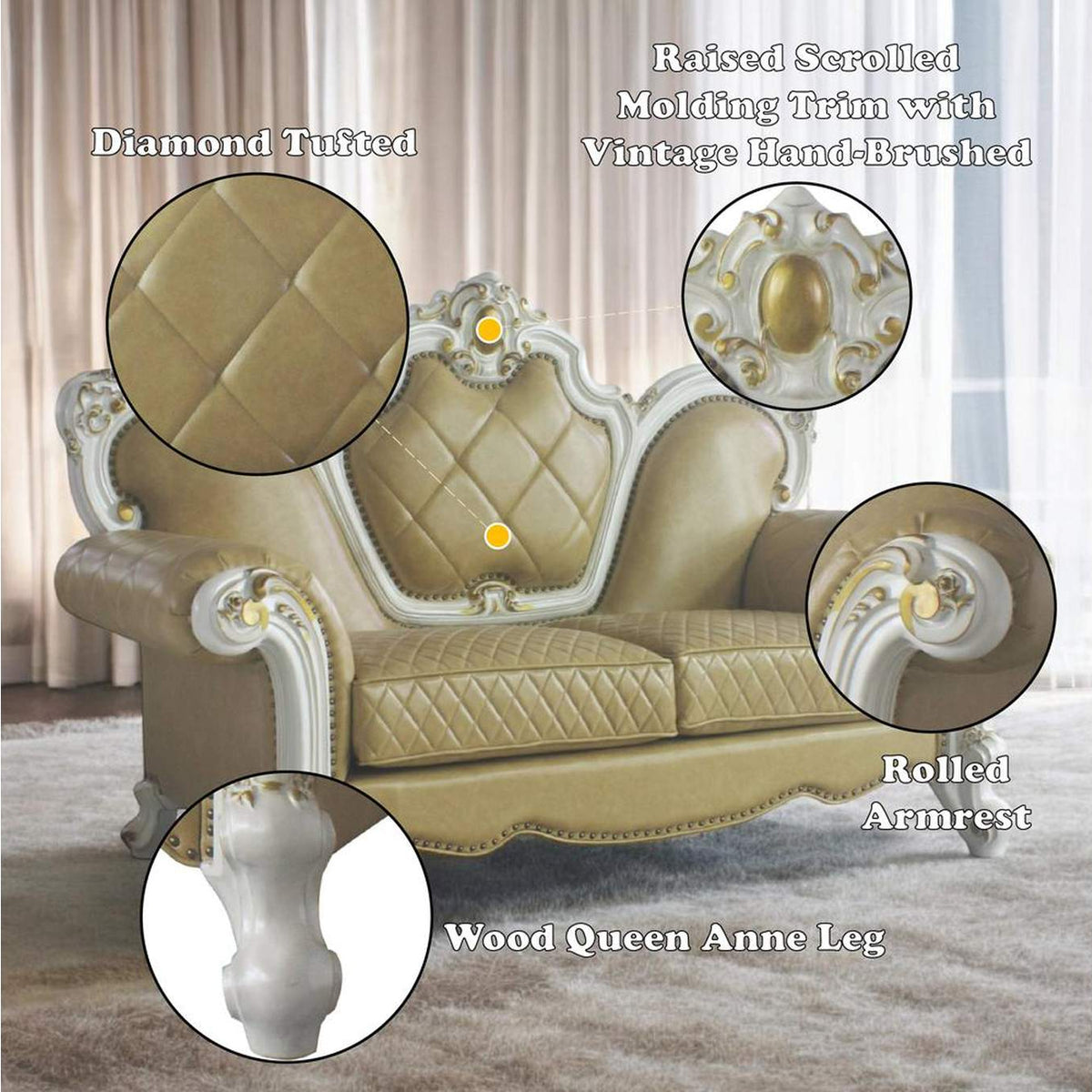 58211 Picardy Loveseat with 3 Pillows