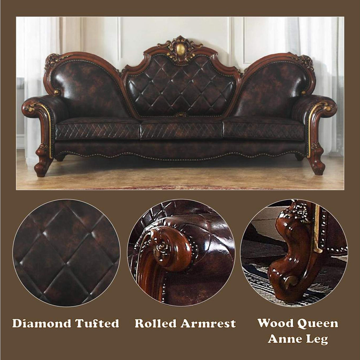 58220 Picardy Oversized Sofa with 5 Pillows