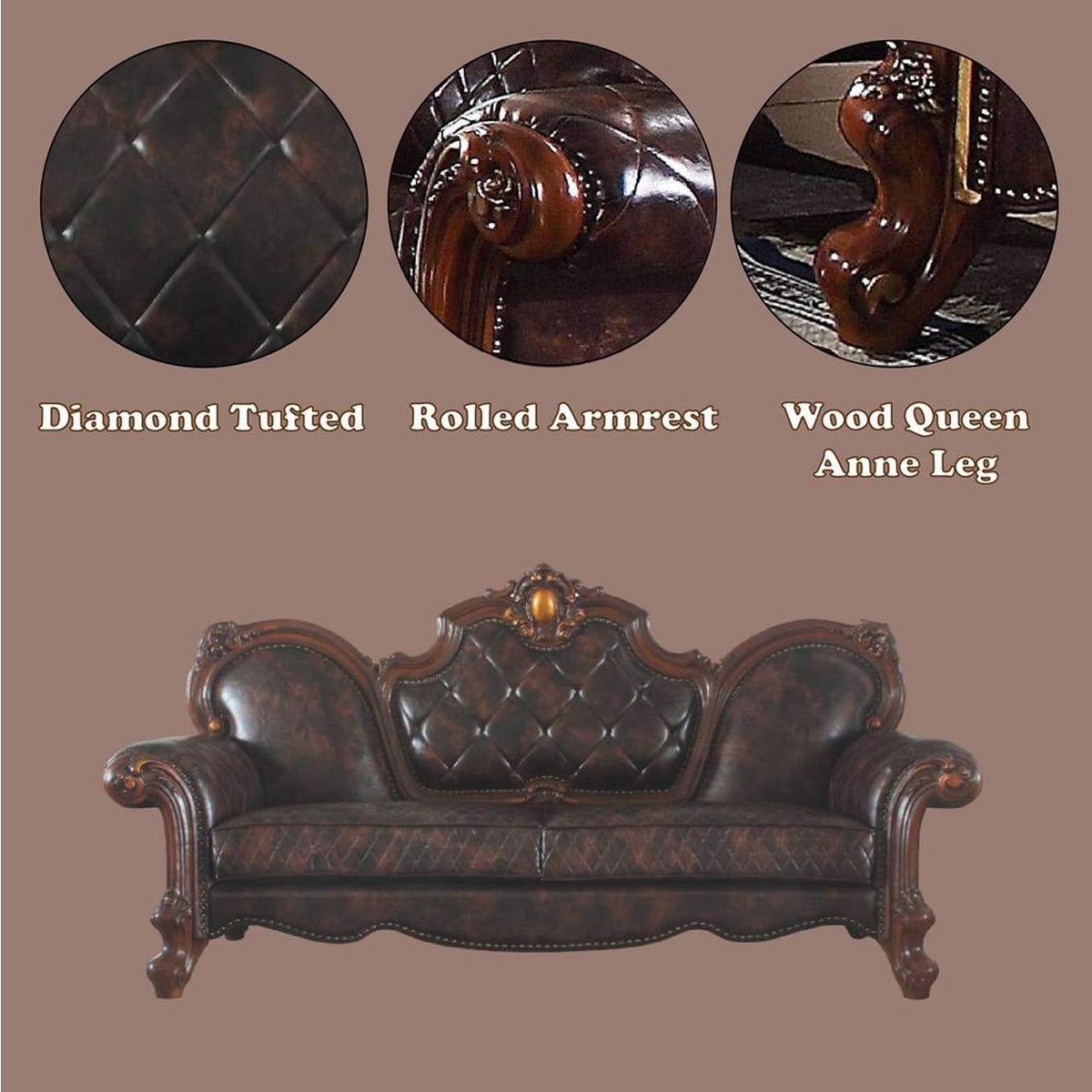 58221 Picardy Sofa with 3 Pillows