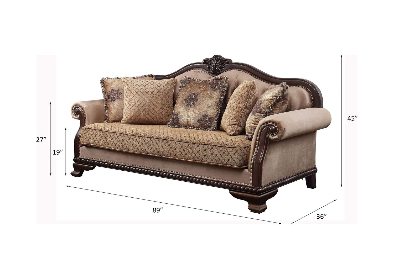 58265 Chateau De Ville Sofa with 5 Pillows - Same Lv01588