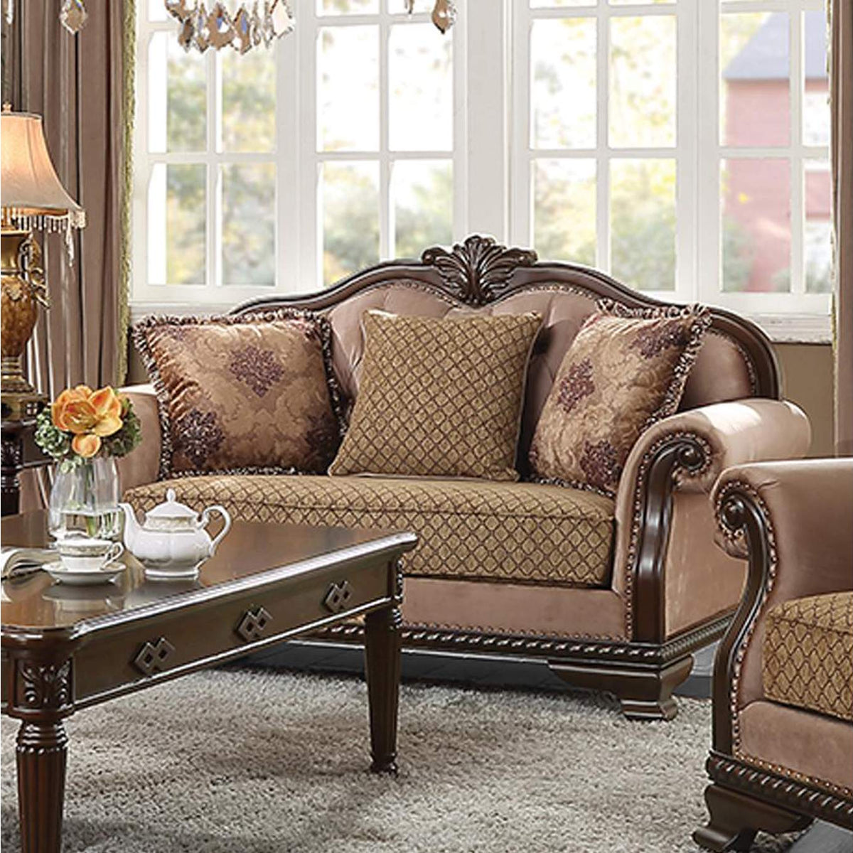 58266 Chateau De Ville Loveseat with 3 Pillows - Same Lv01589