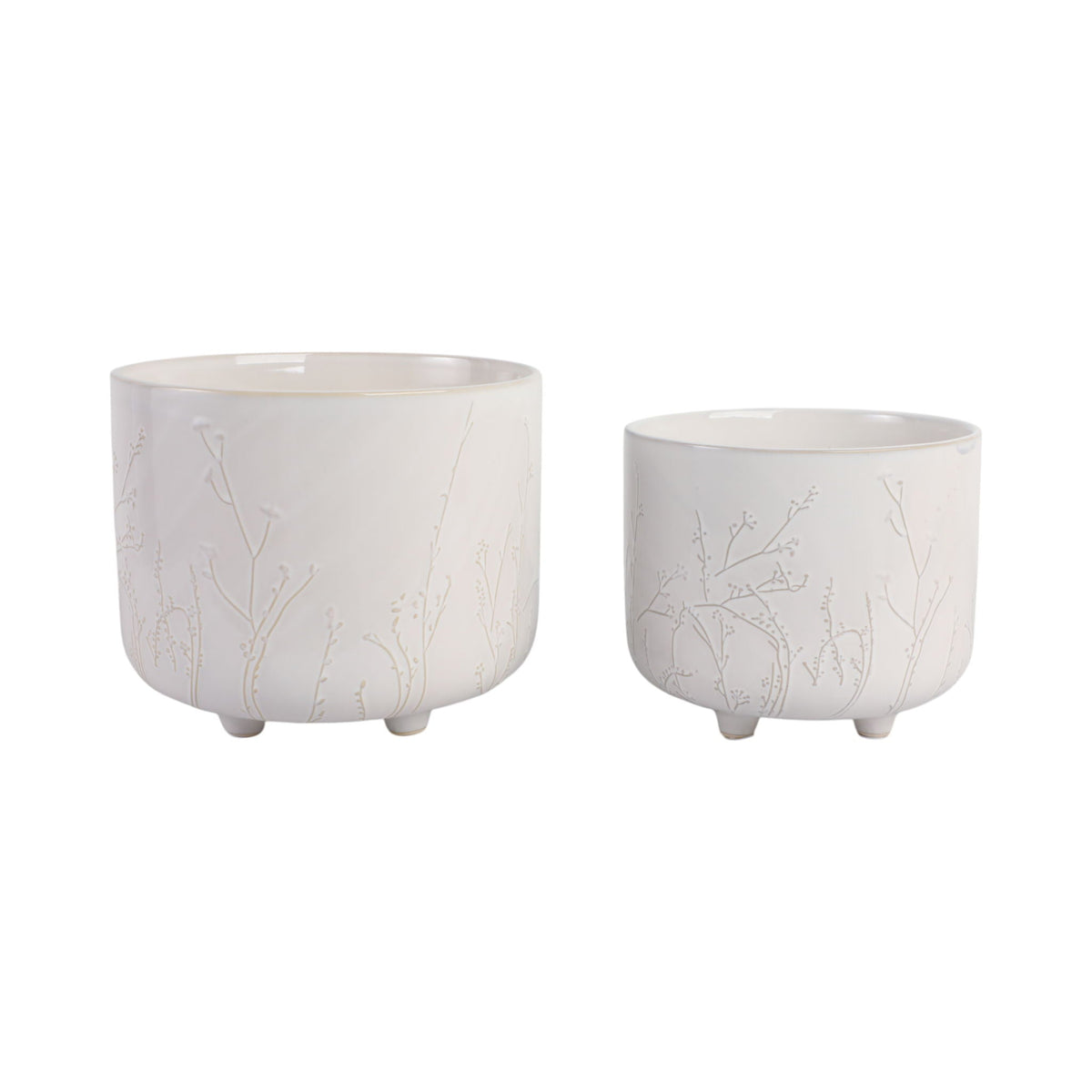 9" / 11" Blooming Branches Planters (Set of 2) - Ivory