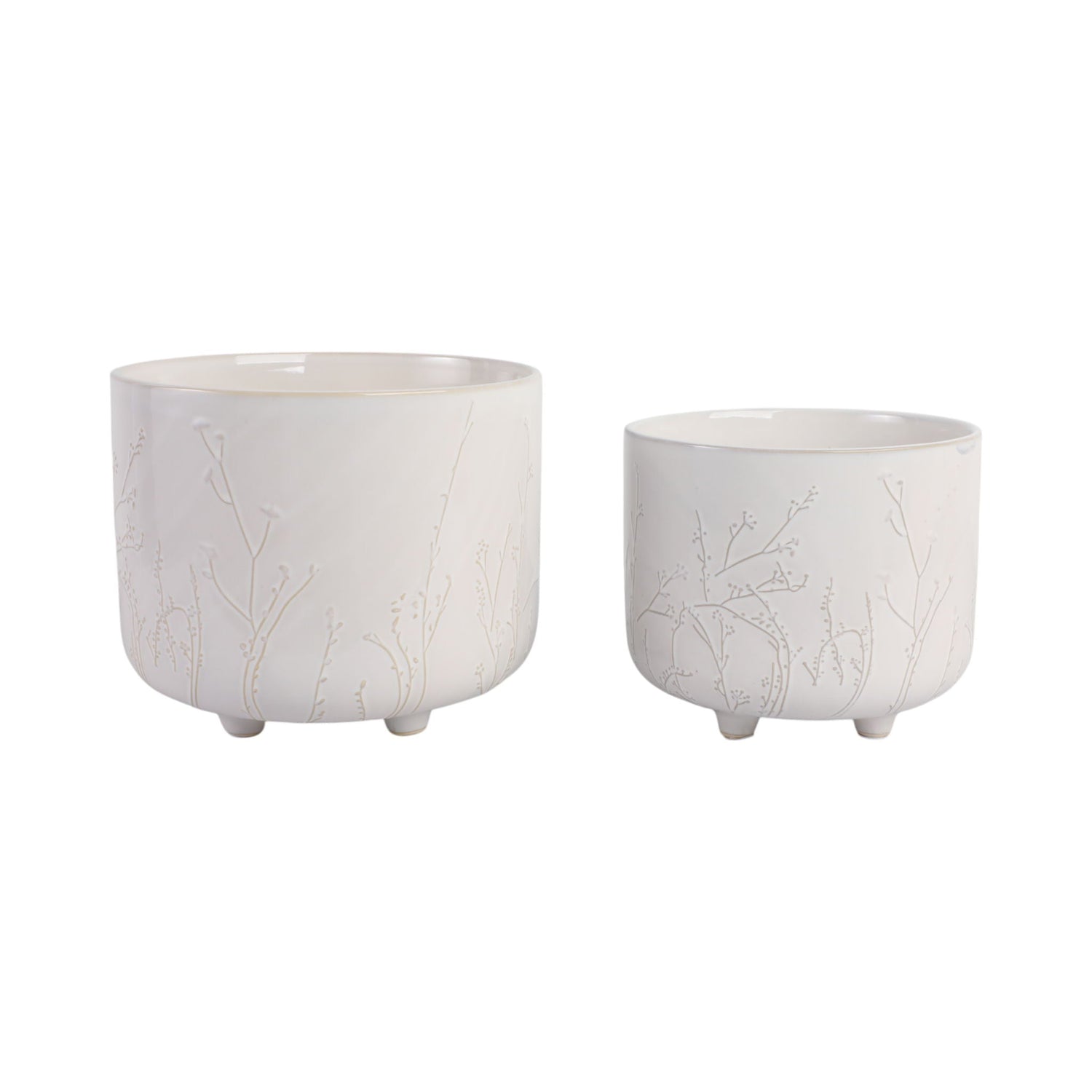 9" / 11" Blooming Branches Planters (Set of 2) - Ivory