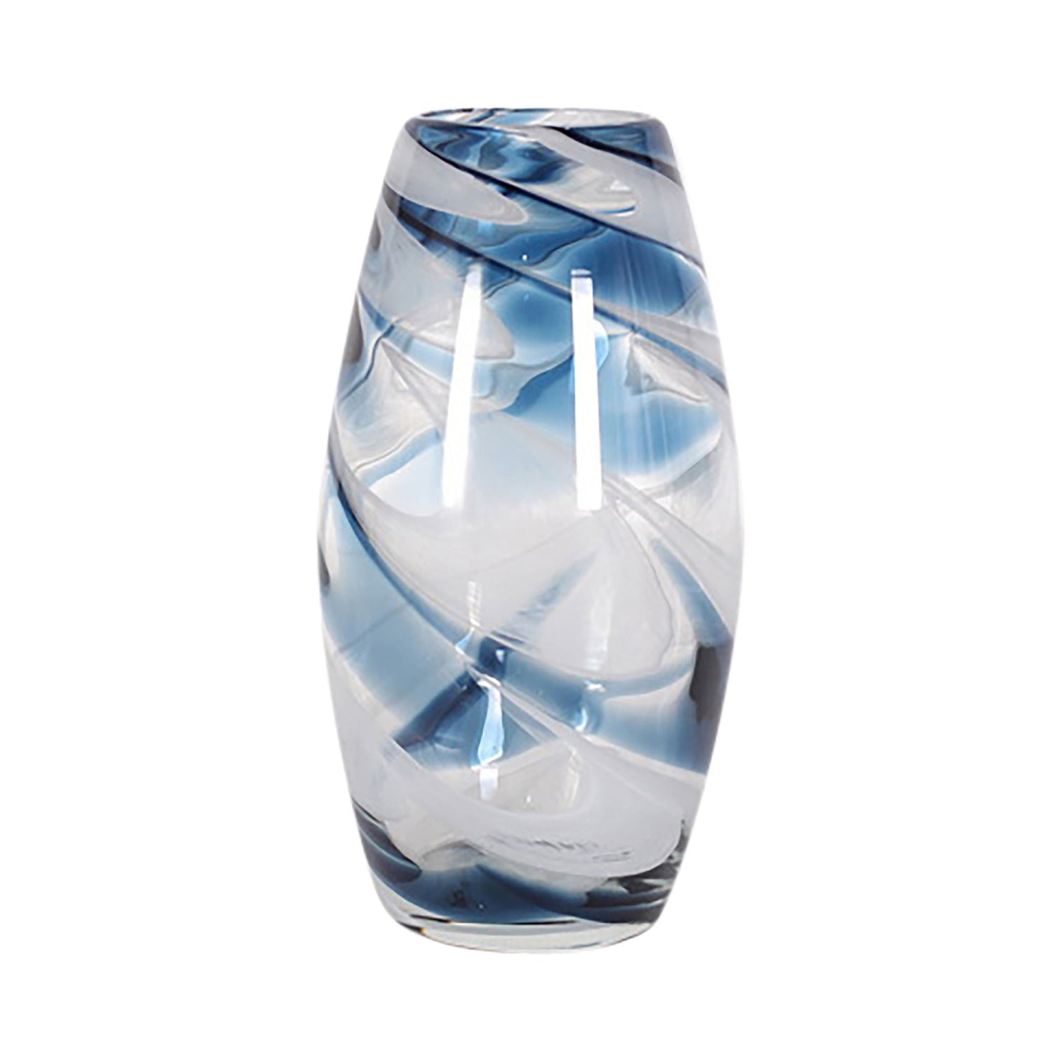 Glass 12" Swirl Vase - Blue