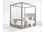 AZBXH5 Oxford Upholstered Canopy Bed In Mineral