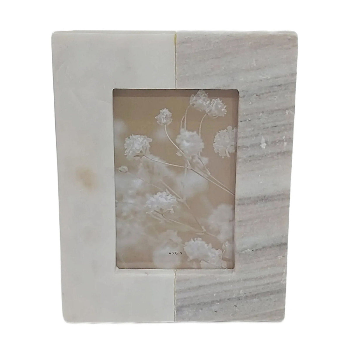 4" x 6" 2-Tone Marble Photo Frame - Beige / White